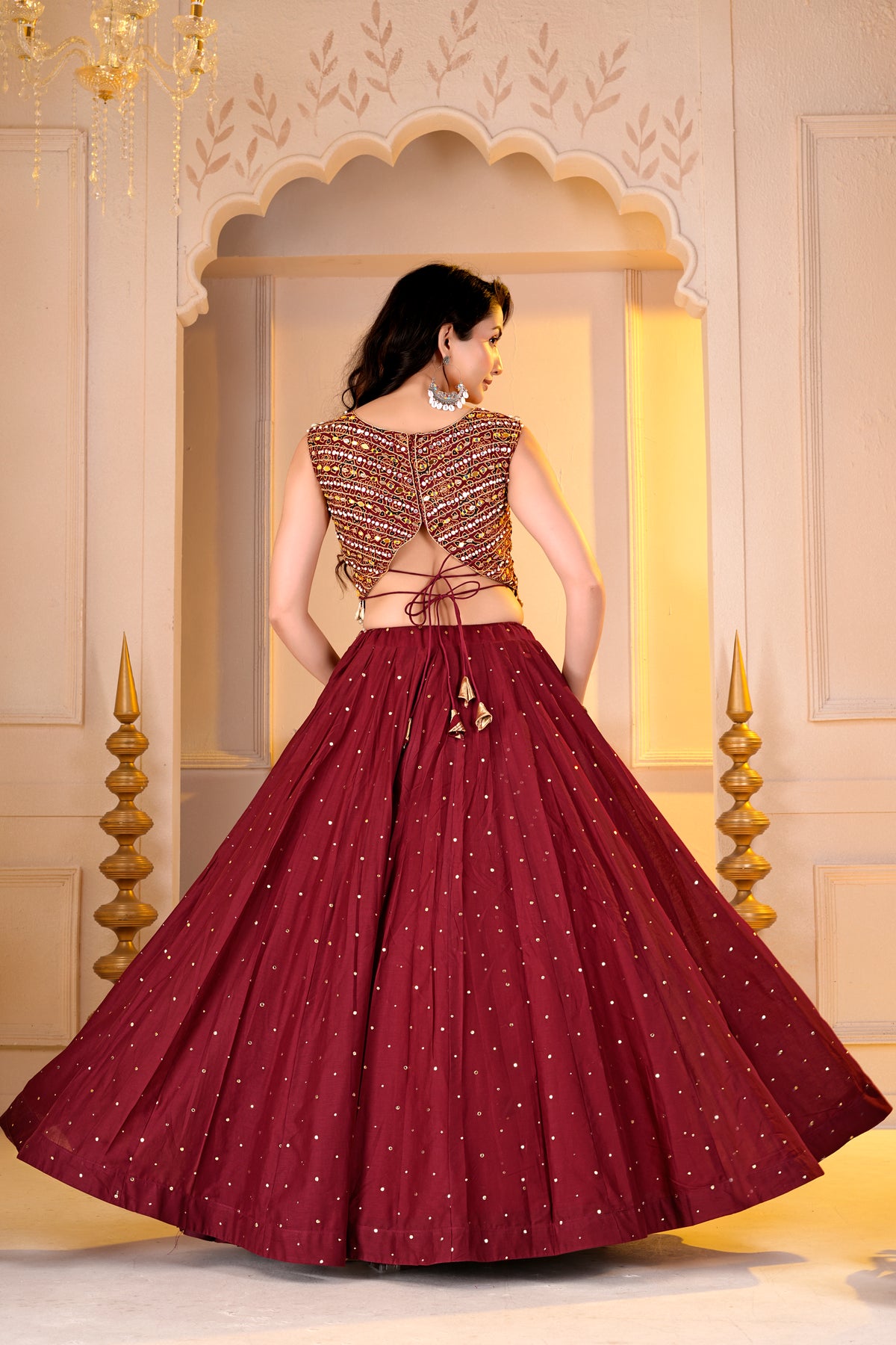 Maroon Golden Lehnga