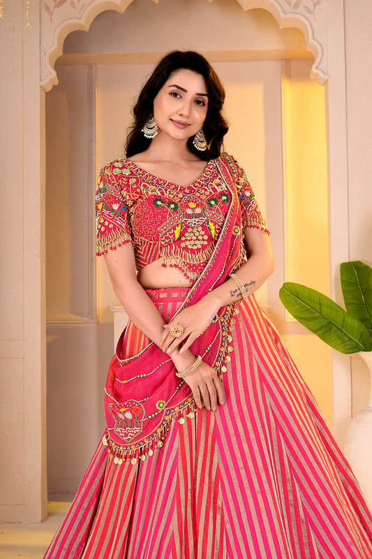 Orange and Pink lehnga