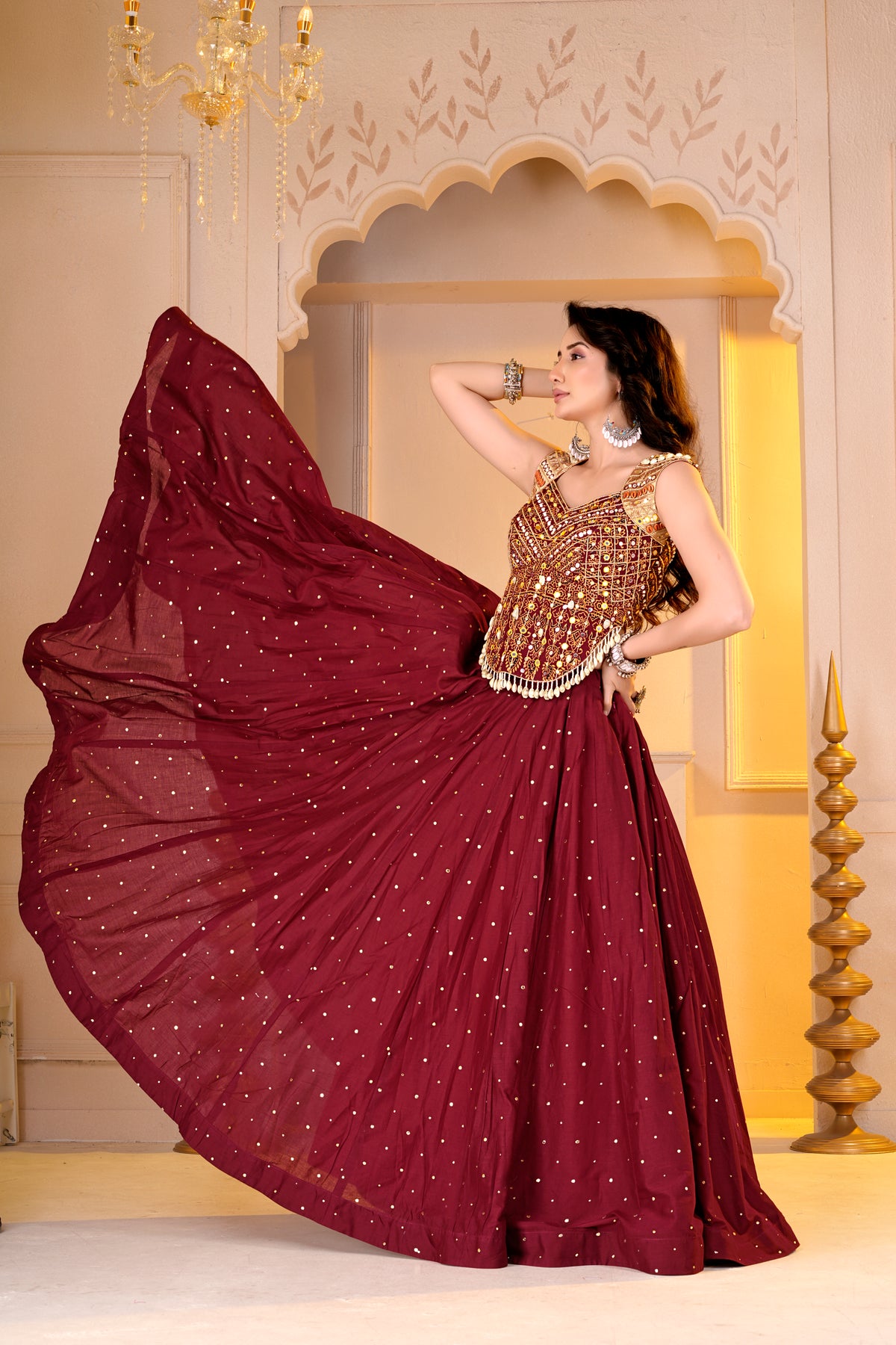 Maroon Golden Lehnga