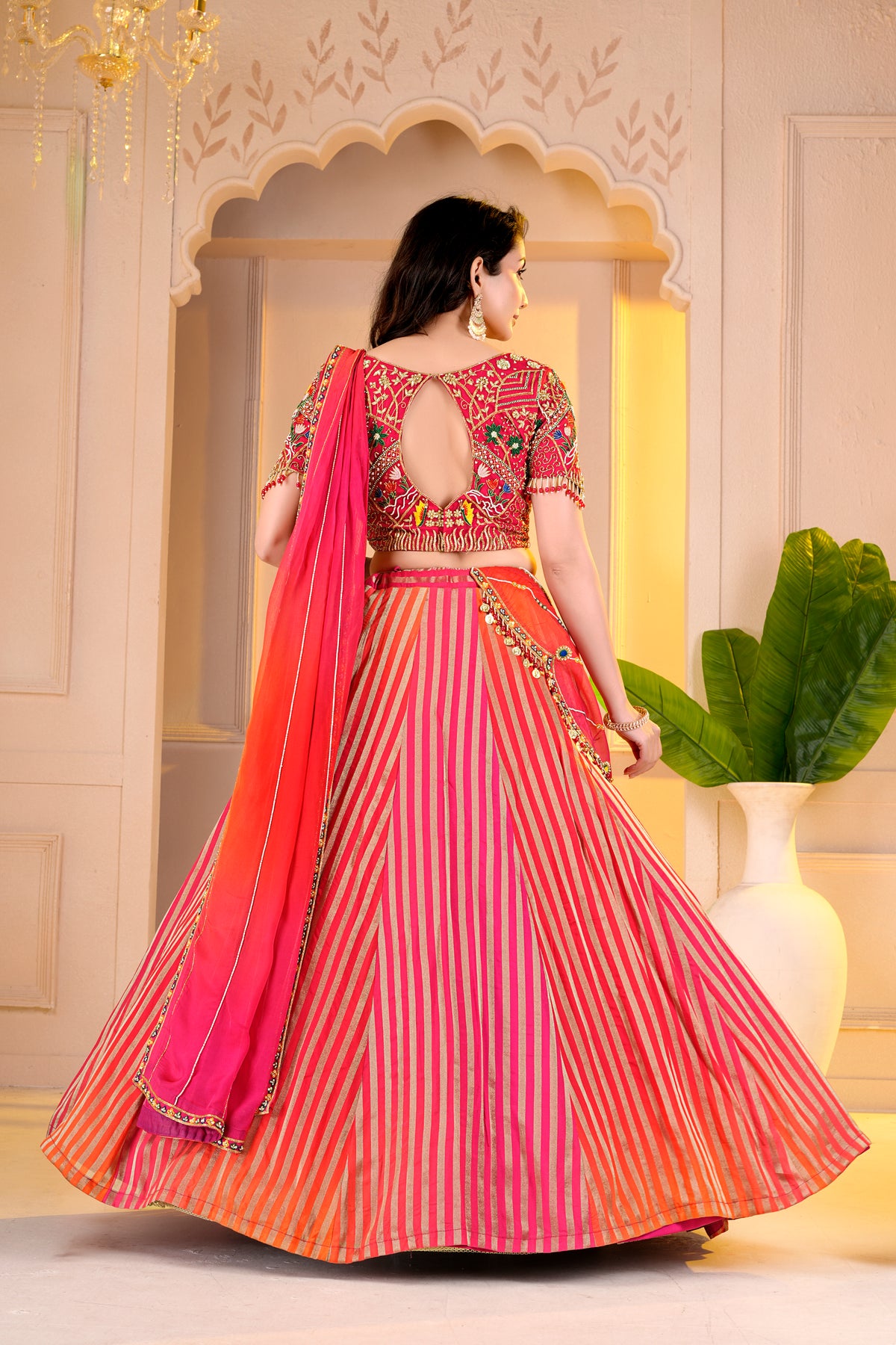 Orange and Pink lehnga